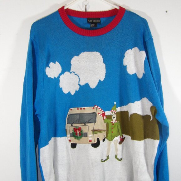 Alex Stevens Man with RV Camper Ugly Christmas Sweater Unisex Adult XXL - Picture 3 of 5